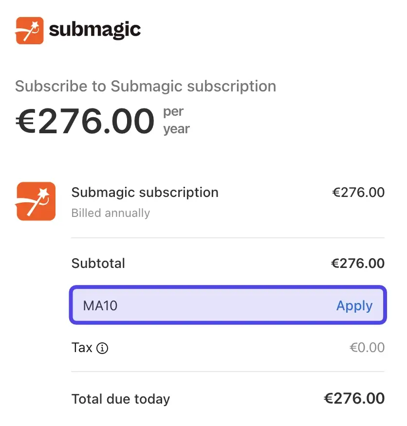 Apply Submagic promo code